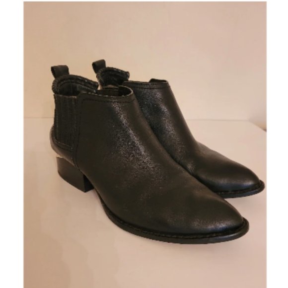 Alexander Wang Leather Chelsea Ankle Black Boots silver Heel size 36 - Picture 10 of 12